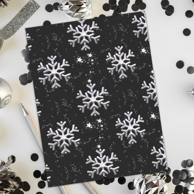 Papel De Seda Invierno de Snowflake: Navidades negros (Folded)