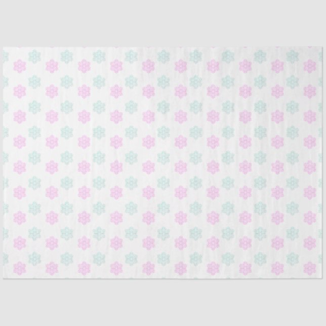 Papel De Seda invierno/Navidades con copos de nieve azul (Anverso)