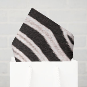 Papel De Seda Ir Estampado de Cebra Rayas Negro Blanco Pelo Fals