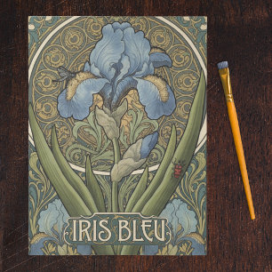 Papel De Seda Iris Azul Estilo Francés Arte Nouveau Iris Azules