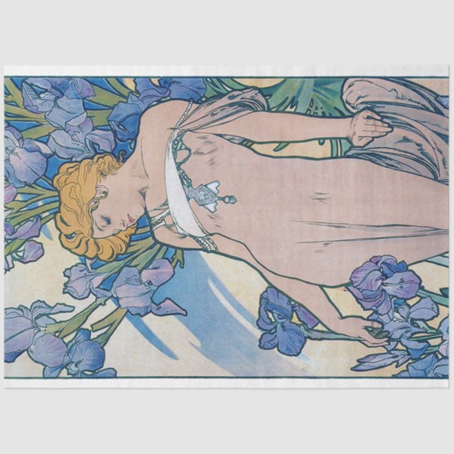 Papel De Seda Iris (Cuatro Flores), Alphonse Mucha (Anverso)