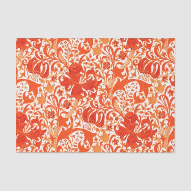 Papel De Seda Iris y lirio, mandarina de William Morris (Anverso)