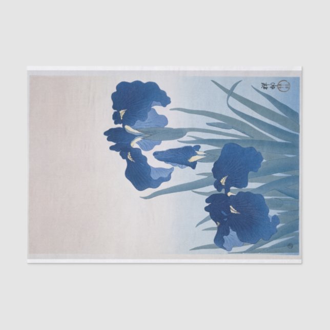 Papel De Seda Irises (azul oscuro) de Ohara Koson (Anverso)
