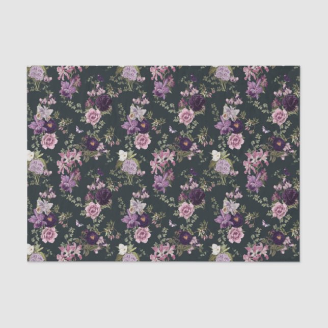 Papel De Seda Irlandeses, orquídeas, Rosas en un desmoronamiento (Anverso)