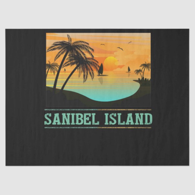 Papel De Seda Isla Retro Sanibel Florida Tropical Sunset Beach (Anverso)