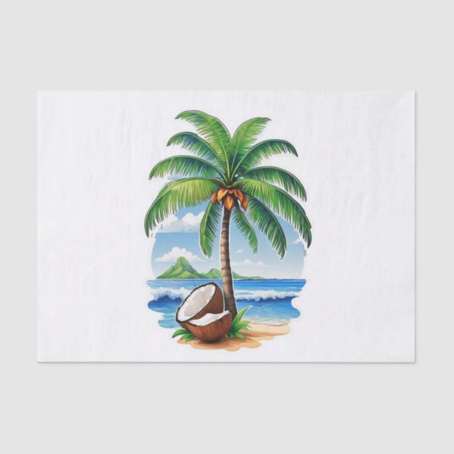 Papel De Seda Isla Tropical de Árbol de Coco (Anverso)