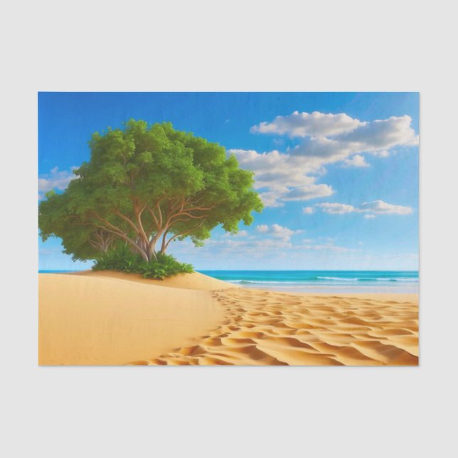 Papel De Seda Isla Tropical Desierta Playa de Arena (Anverso)