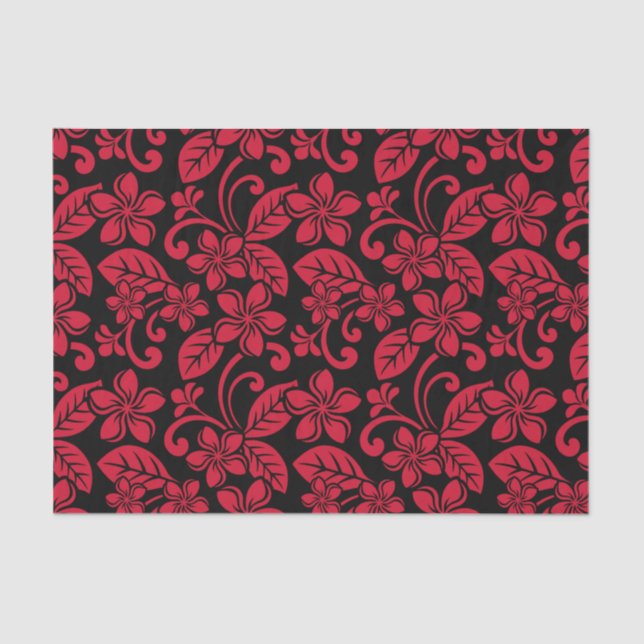 PAPEL DE SEDA ISLAND PLUMERIA (NEGRO/ROJO) (Anverso)