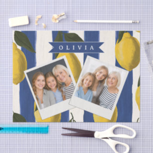 Papel De Seda Italiano Personalizado de Raya de Limón Costero