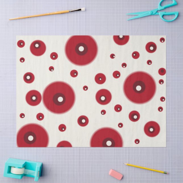 Papel De Seda Ivory Red Dots Funky Pattern Decoupage (Artesanía)