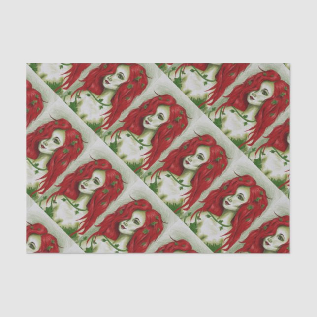 Papel De Seda Ivy Nymph Redhead Woman Pixie Fantasy Art (Anverso)