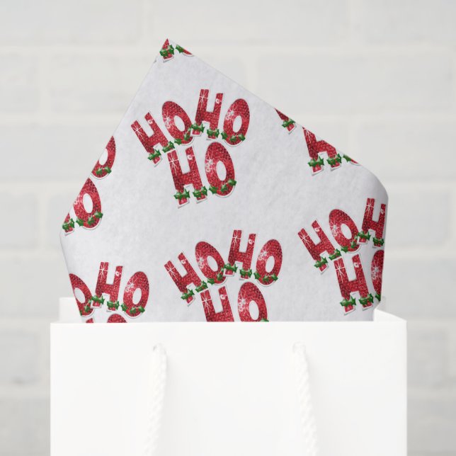 Papel De Seda ¡JA, JA, JA! Navidad con Destellos Rojos (Bolsa de regalo)
