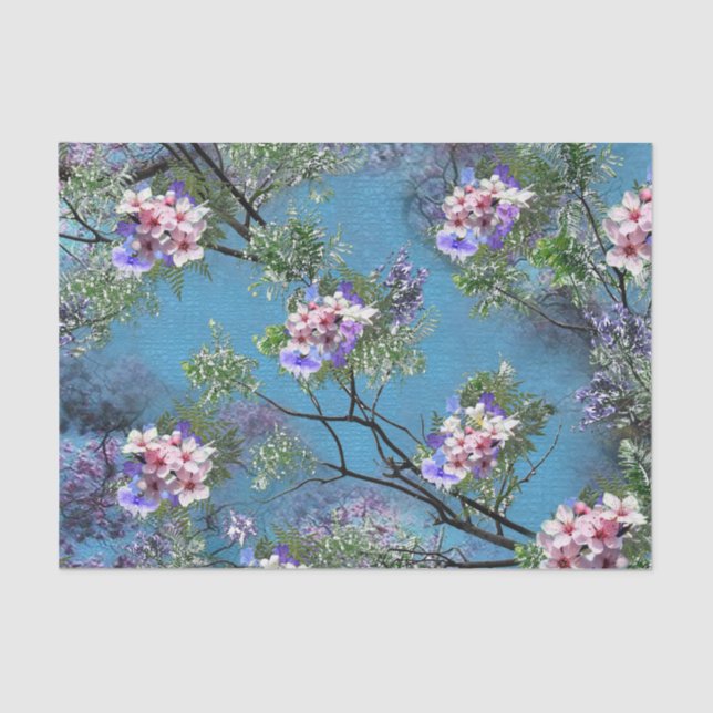 Papel De Seda Jacaranda Spring Blooms Repetir el Embrague de Pat (Anverso)