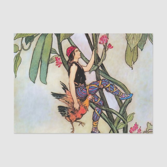Papel De Seda "Jack and the Beanstalk" por Warwick Goble (Anverso)
