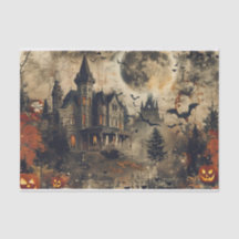 Jack O Lantern Spooky Mansion Halloween Decoupage