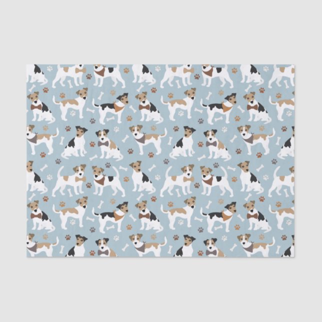 Papel De Seda Jack Russell Terrier Paws and Bones (Anverso)