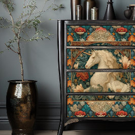 Papel De Seda Jade De Vintage Y Oro Art Nouveau Unicorn