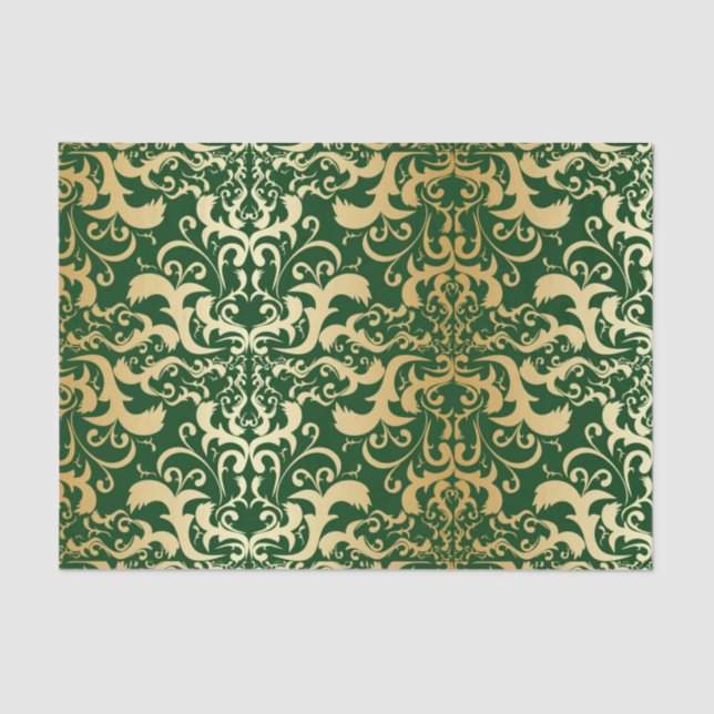 Papel De Seda jade, oro falso, damascos, cosecha, antigüedades,  (Anverso)
