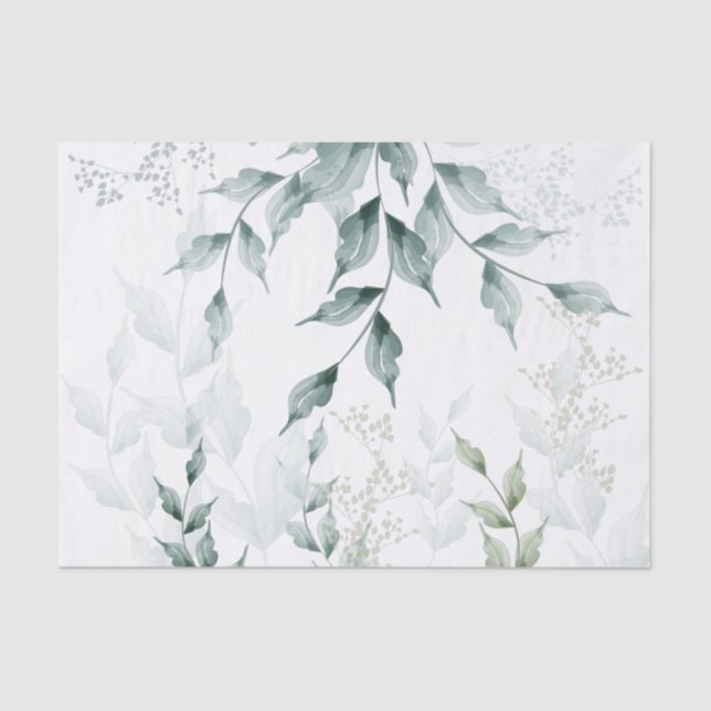Papel de seda | Jade verde gris botánico (Anverso)