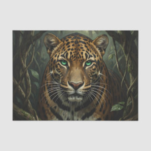 Papel De Seda Jaguar de Ojos Verdes Intenso en la Selva
