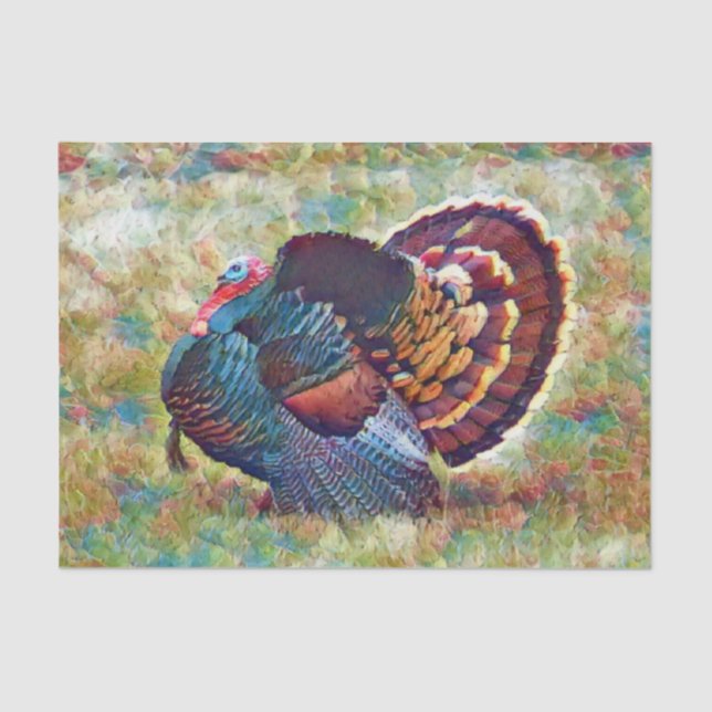 Papel De Seda Jake Wild Turkey Monet Style Drawing Decoupage (Anverso)