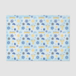 Papel De Seda Jánuca Chanukah Menorah enciende las estrellas<br><div class="desc">Un modelo de los elementos judíos de Jánuca tales como candelabros del menorah,  estrella de David,  Driedel y Yamaka o Kippah.  El fondo es una acuarela azul clara Washington.  Usted puede cambiar el tamaño del modelo para hacerlo más grande o más pequeño haciendo clic en personalizar él.</div>