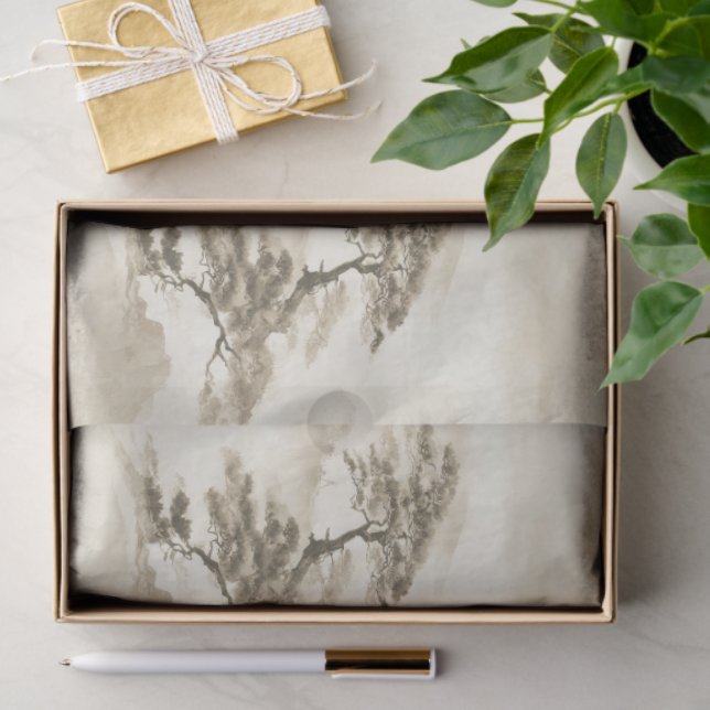 Papel De Seda Japan Ink Landscape Minimal Misty Mountain (Regalo )