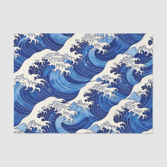 Papel De Seda Japanese Great Wave Pattern Ocean  (Anverso)