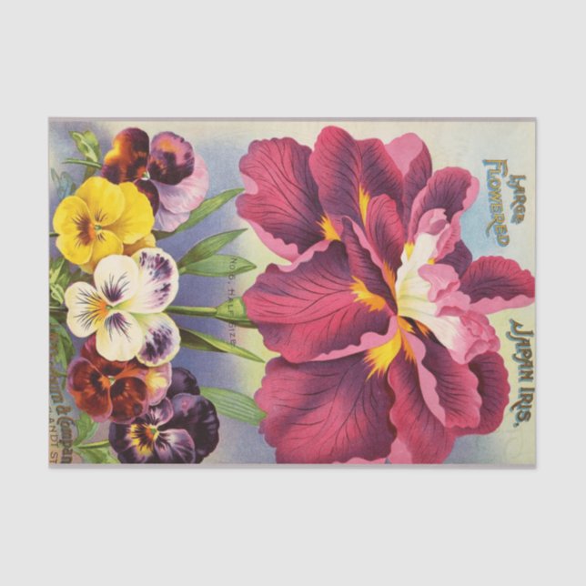 Papel De Seda Japón Iris Floral Decoupage (Anverso)