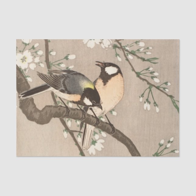 Papel De Seda Japonés asiático Ohara Koson pájaro carbonero pája (Anverso)