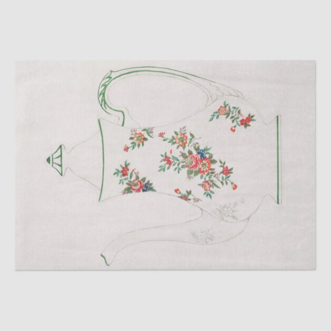 PAPEL DE SEDA: JAPONÉS: DISEÑO DE TEAPOT DE 1910 (Anverso)