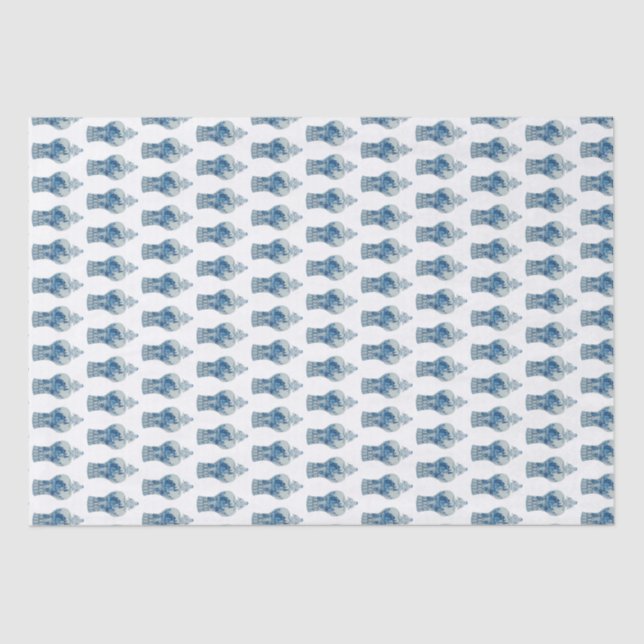 Papel De Seda Jar de jengibre azul y blanco pintado a mano (Anverso)