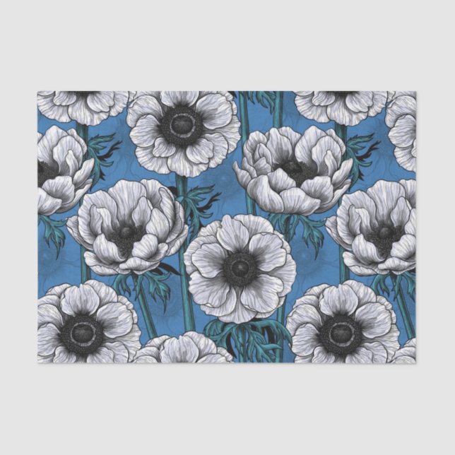 Papel De Seda Jardín anémico blanco (Anverso)