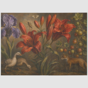 Papel De Seda Jardín Botánico Vintage Decoupage de Fauna y Flora