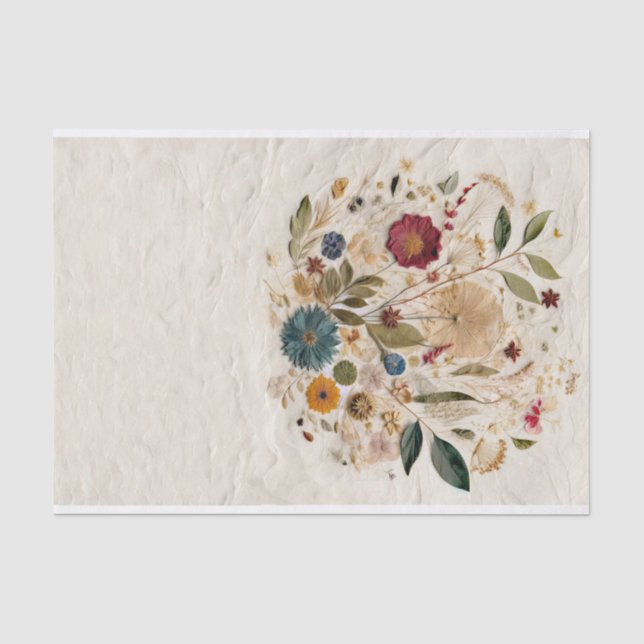 Papel De Seda Jardín caprichoso con flores de Boda bohemio (Anverso)
