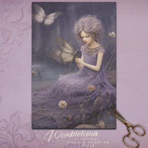 Papel De Seda Jardín caprichoso de hadas de lavanda vintage, dec