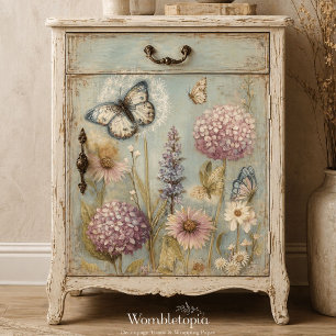 Papel De Seda Jardín caprichoso de Hortensias y Mariposas Decoup