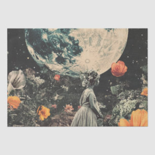 Papel De Seda Jardín Celestial de la Luna Chica Floral Sepia