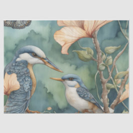 Papel De Seda Jardín de Acuarela Caprichoso con Decoupage de Páj