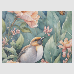Papel De Seda Jardín de Acuarela Caprichoso con Decoupage de Un 