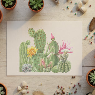 Papel De Seda Jardín de Cactus Cactáceas Suroeste acuarela