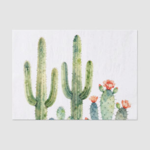 Papel De Seda Jardín de cactus del desierto en acuarela