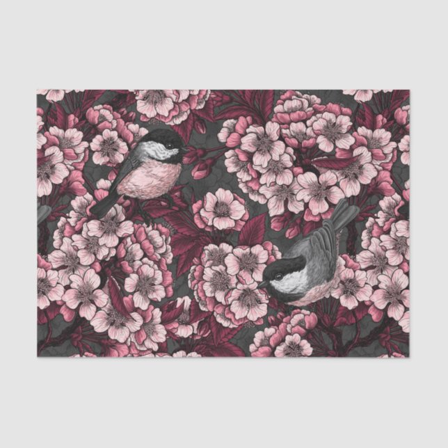 Papel De Seda Jardín de cerezas nocturnas (Anverso)