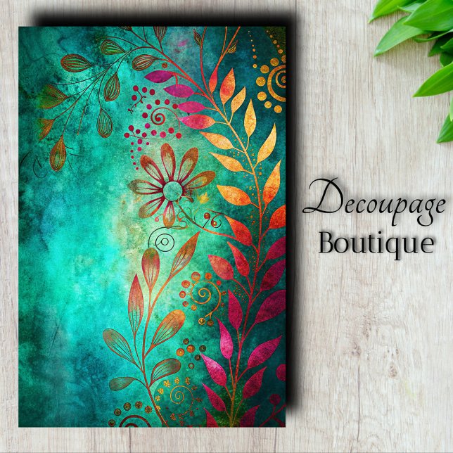 Papel De Seda Jardín de cobre Decoupage (Copper Garden Decoupage Tissue Paper)