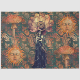 Papel De Seda Jardín de Fantasía Oscura y Melancólica Collage De