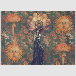 Papel De Seda Jardín de Fantasía Oscura y Melancólica Collage De
