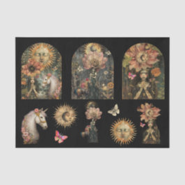 Papel De Seda Jardín de fantasía oscuro y sombrío de decoupage d