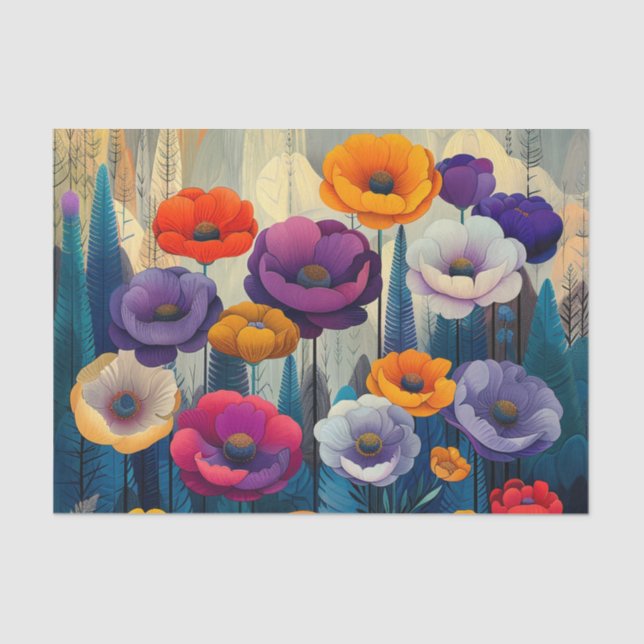 Papel De Seda Jardín de flores BMSC, V2 (Anverso)