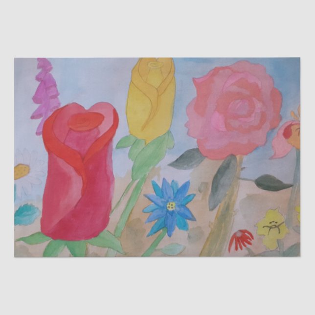 Papel De Seda Jardín de flores de verano (Anverso)
