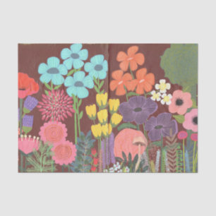 Papel De Seda Jardín de flores pintadas arte original